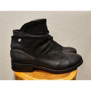 Dkode Black Leather Suede Slouchy Ankle Boots Made in Portugal Size 38‎